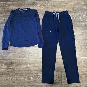 Fabletics navy scrub set